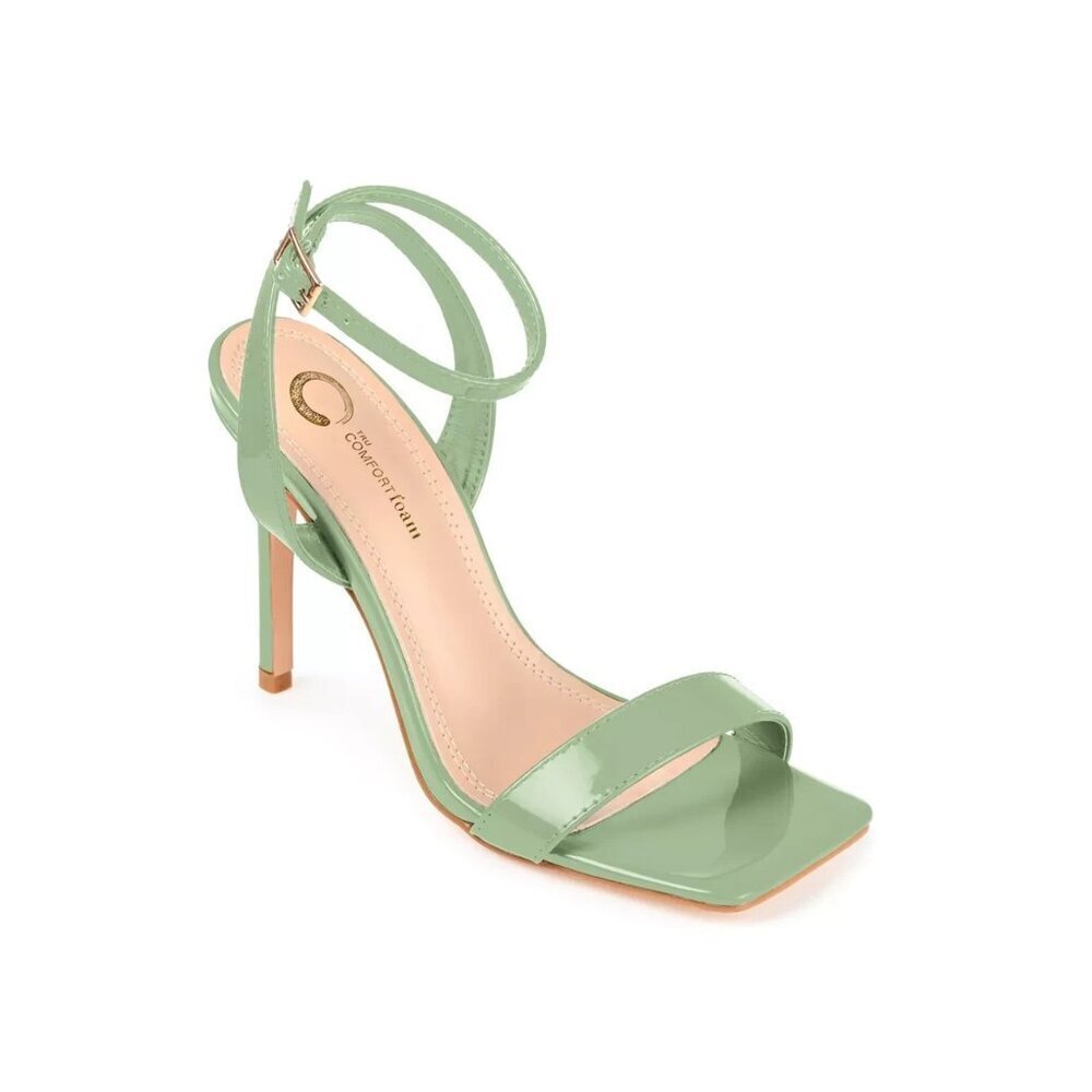 Journee Collection Womens Size 9.5 Dorian‎ High Heel Square Toe Sandals in Sage
